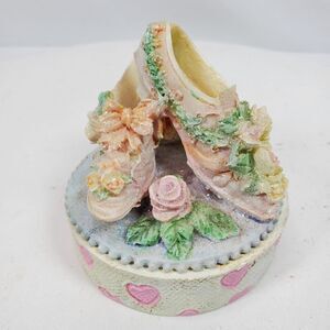 Vintage Victorian Shoe Trinket Box 3x3.25 Inch